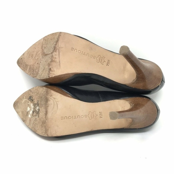 Boutique 58 Black Leather Pointed Toe Heels 7.5 - Picture 5 of 7